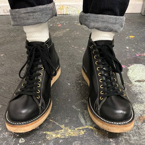 View photo of Zerrows Boneakers in Horween Chromexcel Overdyed Black