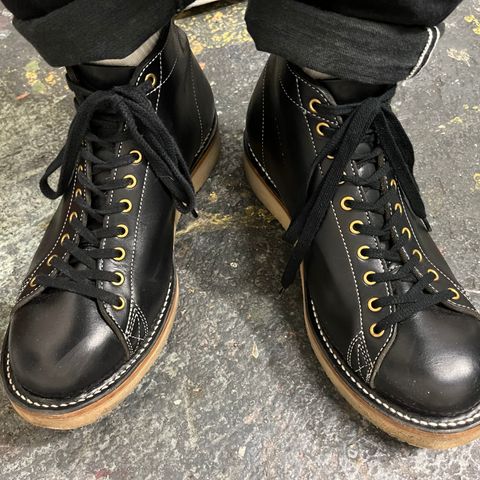 View photo of Zerrows Boneakers in Horween Chromexcel Overdyed Black