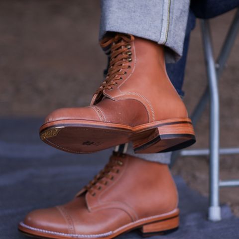 Midas Journey Derby Boot in Horween Unglazed Natural Shell Cordovan