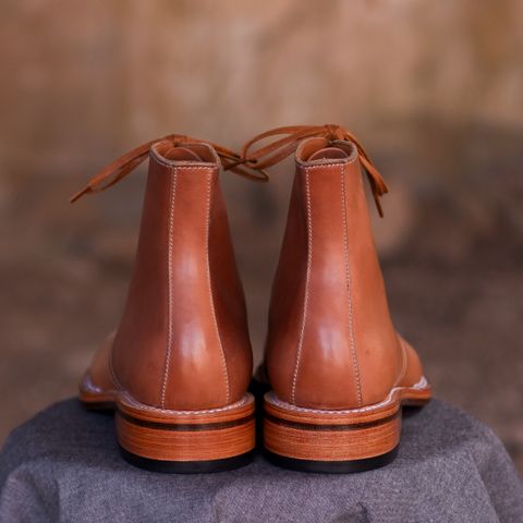 Midas Journey Derby Boot in Horween Unglazed Natural Shell Cordovan