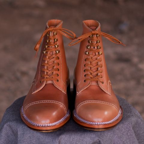 Midas Journey Derby Boot in Horween Unglazed Natural Shell Cordovan