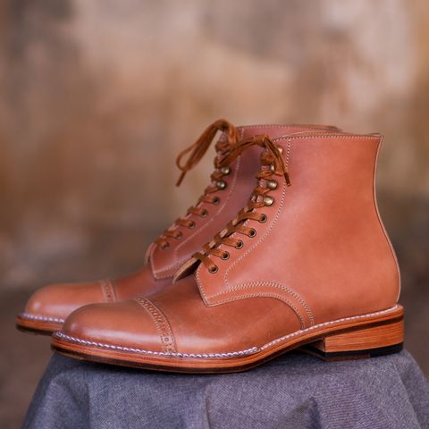 Midas Journey Derby Boot in Horween Unglazed Natural Shell Cordovan