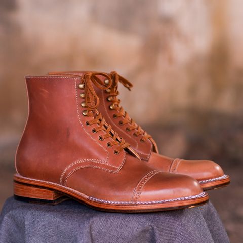 Midas Journey Derby Boot in Horween Unglazed Natural Shell Cordovan