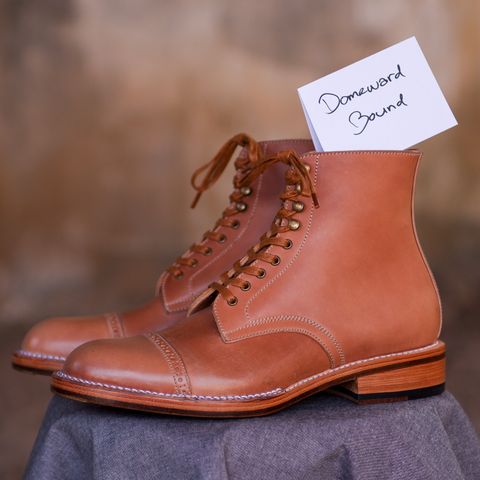 Midas Journey Derby Boot in Horween Unglazed Natural Shell Cordovan