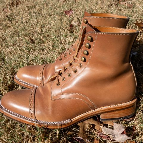 Midas Journey Derby Boot in Horween Unglazed Natural Shell Cordovan