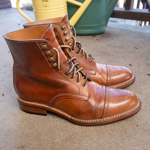 Midas Journey Derby Boot in Horween Unglazed Natural Shell Cordovan