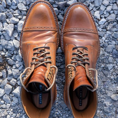 Midas Journey Derby Boot in Horween Unglazed Natural Shell Cordovan