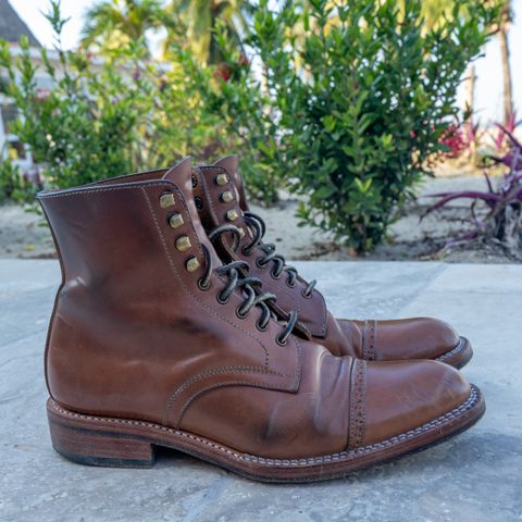 Midas Journey Derby Boot in Horween Unglazed Natural Shell Cordovan