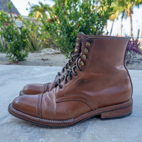 Midas Journey Derby Boot in Horween Unglazed Natural Shell Cordovan