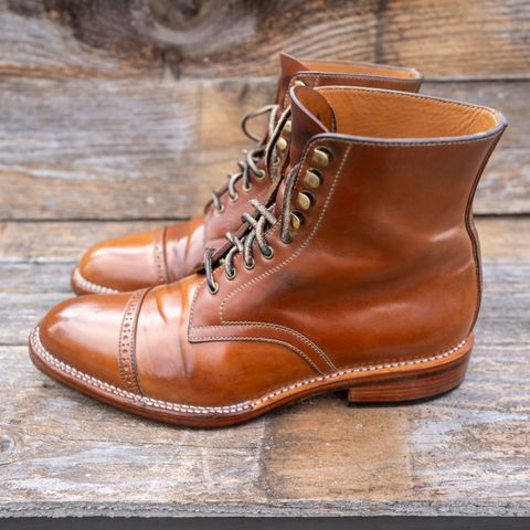 Midas Journey Derby Boot in Horween Unglazed Natural Shell Cordovan