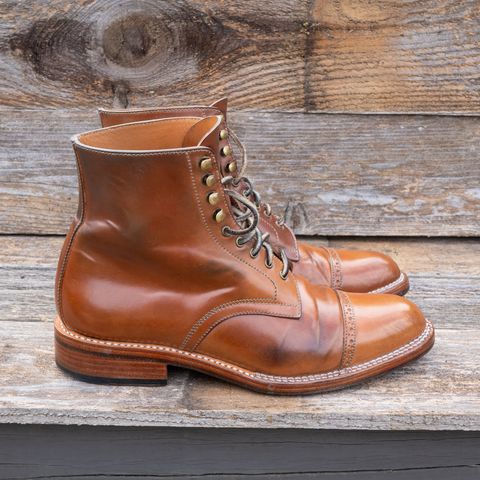 Midas Journey Derby Boot in Horween Unglazed Natural Shell Cordovan