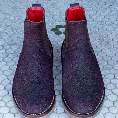 Briselblack The Seventh Chelsea Boot in Horween Rare Wine Reverse Chamois