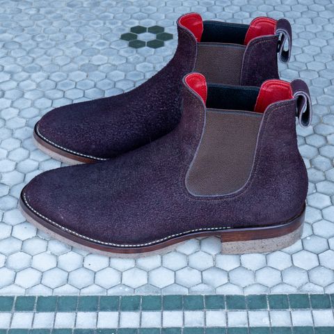 Briselblack The Seventh Chelsea Boot in Horween Rare Wine Reverse Chamois
