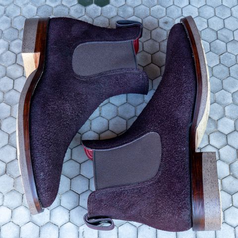 Briselblack The Seventh Chelsea Boot in Horween Rare Wine Reverse Chamois