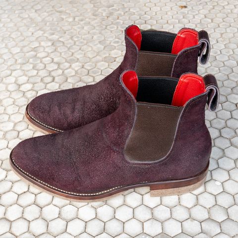 Briselblack The Seventh Chelsea Boot in Horween Rare Wine Reverse Chamois