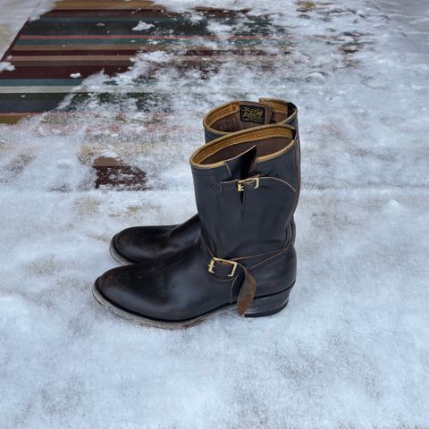 Role Club Engineer Boots in Shinki Hand-Finished Black Horsehide