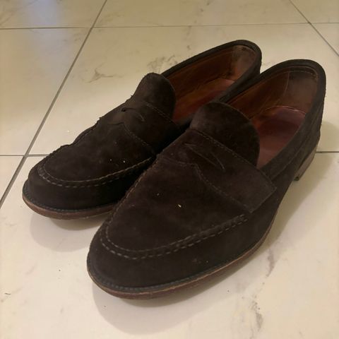 Alden Leisure Handsewn Penny Loafer in Dark Brown Suede