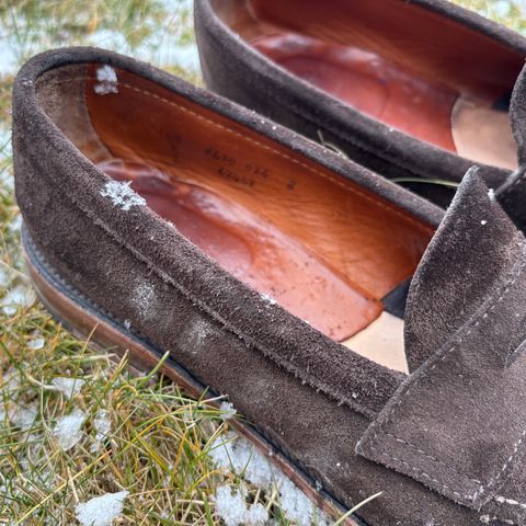Alden Leisure Handsewn Penny Loafer in Dark Brown Suede