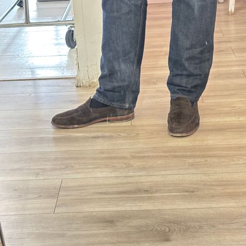 Alden Leisure Handsewn Penny Loafer in Dark Brown Suede