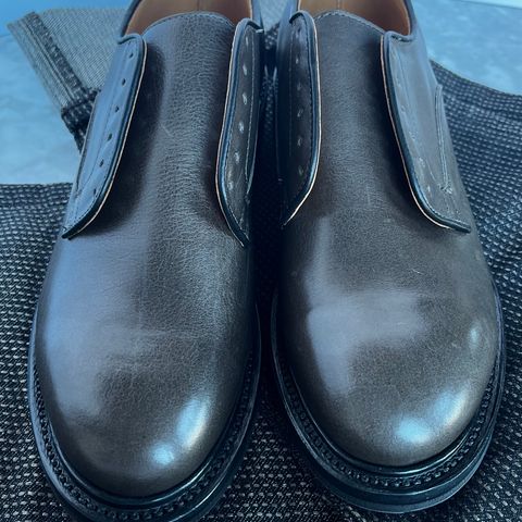 View photo of Viberg Derby Shoe in C.F. Stead Winter Smoke Classic Calf