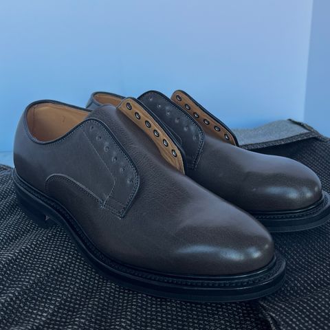 View photo of Viberg Derby Shoe in C.F. Stead Winter Smoke Classic Calf