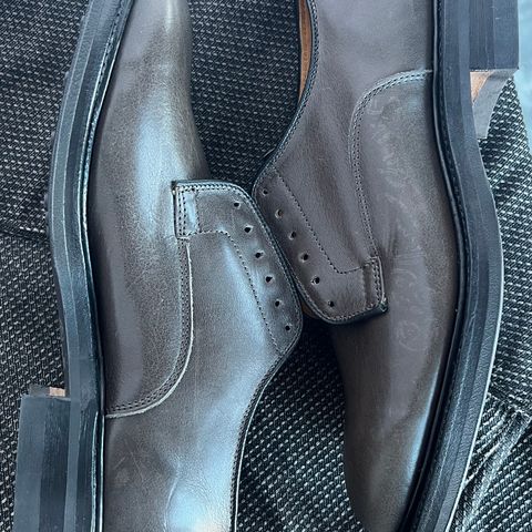 View photo of Viberg Derby Shoe in C.F. Stead Winter Smoke Classic Calf