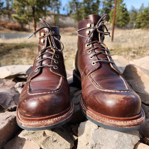 Search result thumbnail of Grant Stone Brass Boot in Horween Crimson Chromexcel