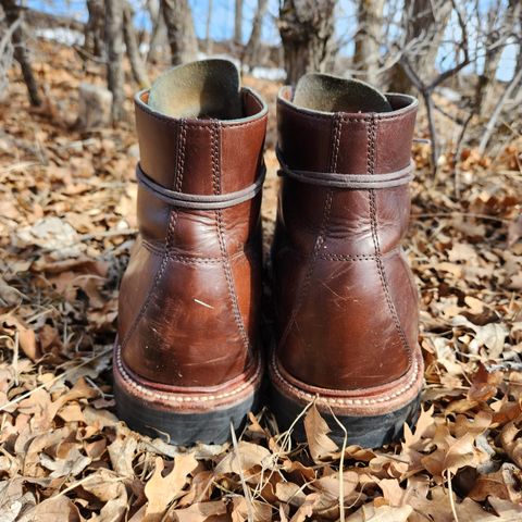 View photo of Grant Stone Brass Boot in Horween Crimson Chromexcel