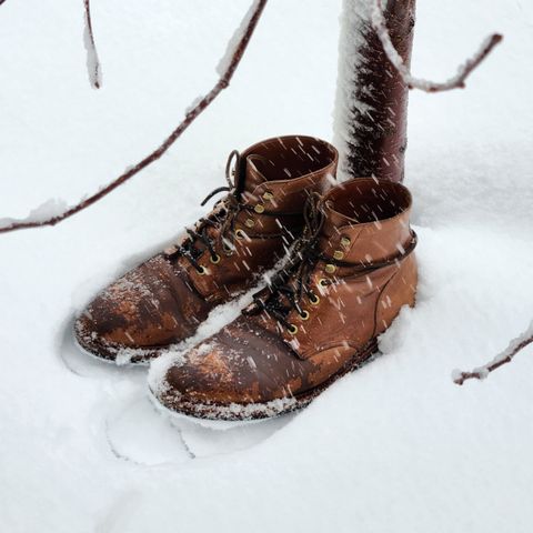 View photo of Grant Stone Diesel Boot in Horween Dune Chromexcel