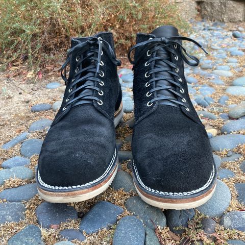 View photo of Viberg Service Boot in Seidel Black Oil Tan Roughout