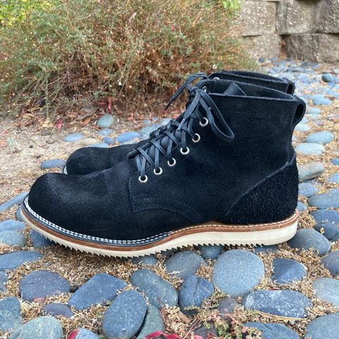 View photo of Viberg Service Boot in Seidel Black Oil Tan Roughout