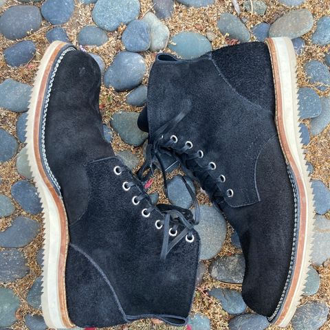 View photo of Viberg Service Boot in Seidel Black Oil Tan Roughout