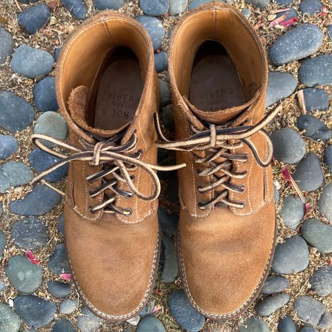 View photo of Viberg Trench Boot in Horween Natural Chromexcel Roughout