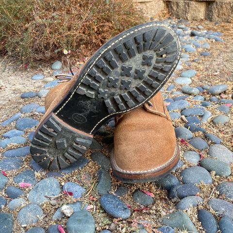 View photo of Viberg Trench Boot in Horween Natural Chromexcel Roughout