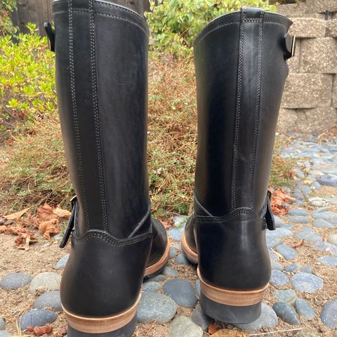 Motor Engineer Boots in Black Hand-Dyed Italian Horsebutt