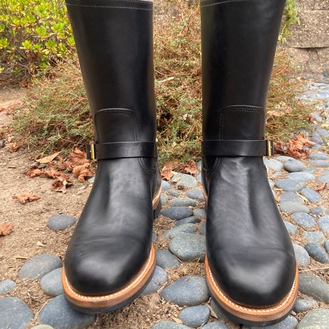 Motor Engineer Boots in Black Hand-Dyed Italian Horsebutt