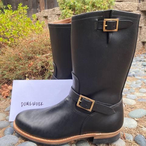 Motor Engineer Boots in Black Hand-Dyed Italian Horsebutt