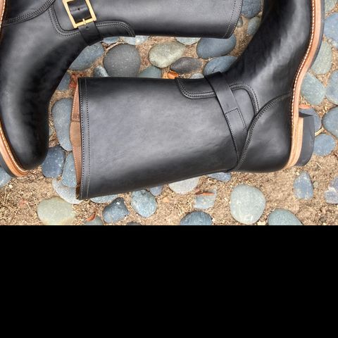 Motor Engineer Boots in Black Hand-Dyed Italian Horsebutt