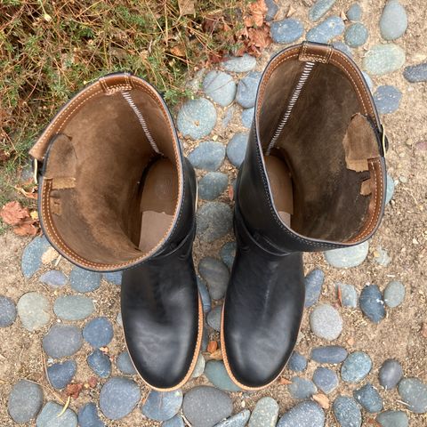 Motor Engineer Boots in Black Hand-Dyed Italian Horsebutt