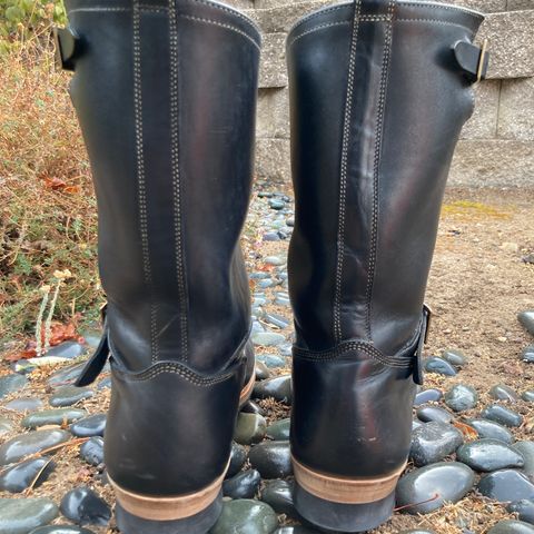 Motor Engineer Boots in Black Hand-Dyed Italian Horsebutt