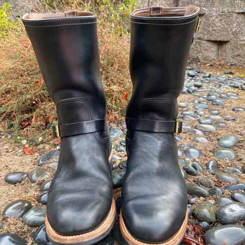 Motor Engineer Boots in Black Hand-Dyed Italian Horsebutt
