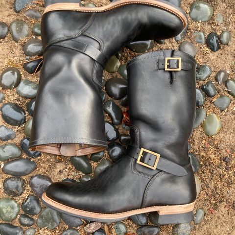 Motor Engineer Boots in Black Hand-Dyed Italian Horsebutt
