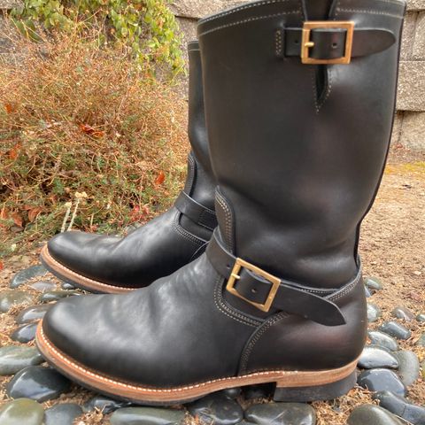 Motor Engineer Boots in Black Hand-Dyed Italian Horsebutt