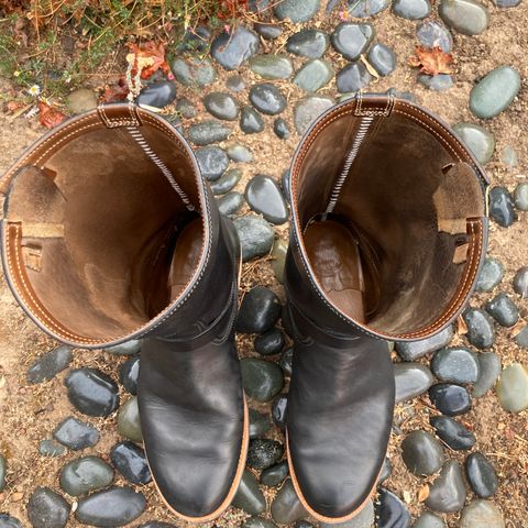Motor Engineer Boots in Black Hand-Dyed Italian Horsebutt