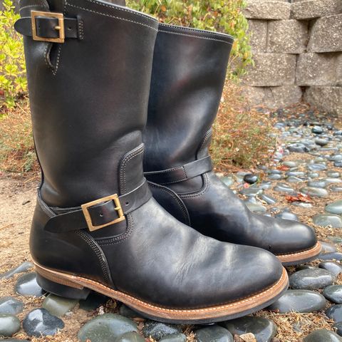 Motor Engineer Boots in Black Hand-Dyed Italian Horsebutt