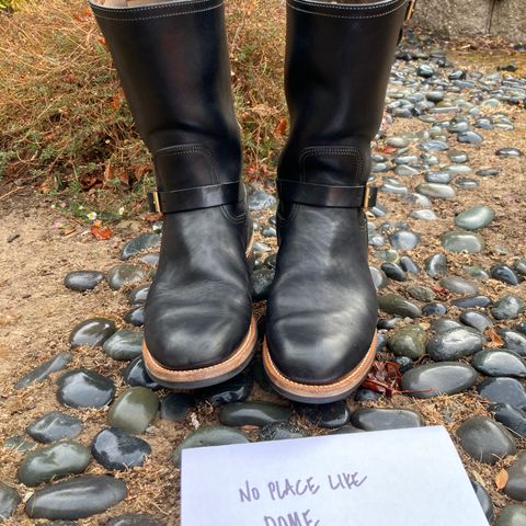 Motor Engineer Boots in Black Hand-Dyed Italian Horsebutt