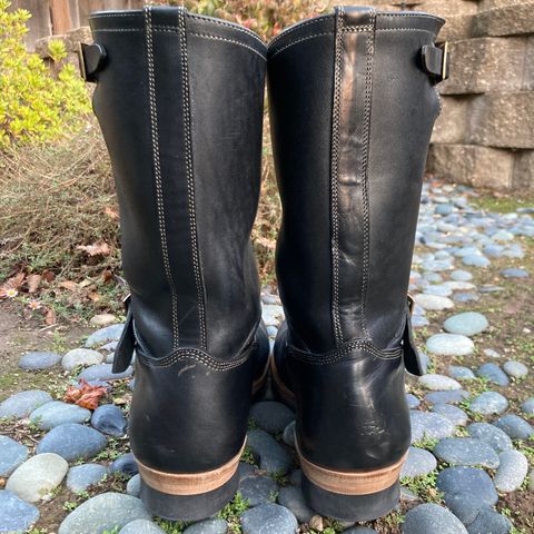 Motor Engineer Boots in Black Hand-Dyed Italian Horsebutt