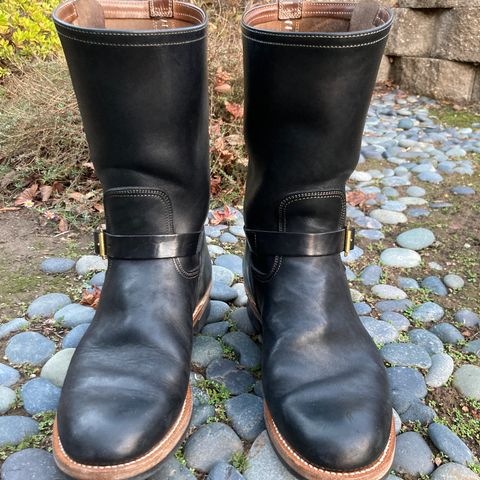 Motor Engineer Boots in Black Hand-Dyed Italian Horsebutt