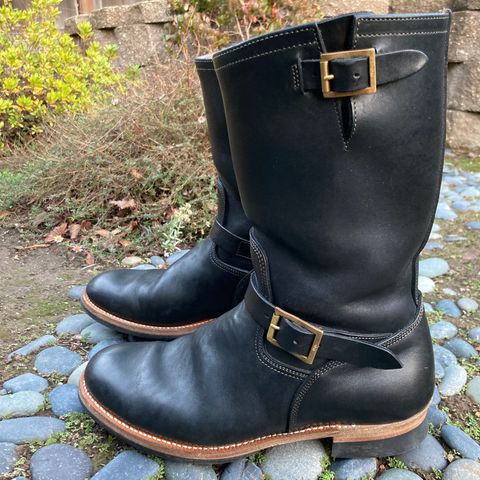Motor Engineer Boots in Black Hand-Dyed Italian Horsebutt