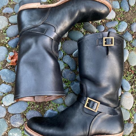 Motor Engineer Boots in Black Hand-Dyed Italian Horsebutt